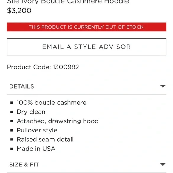 Khaite Sile Ivory Bouclé Cashmere Hoodie XS